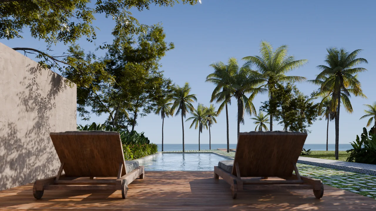 Piscina com vista para o mar no Puã Villa de Praia