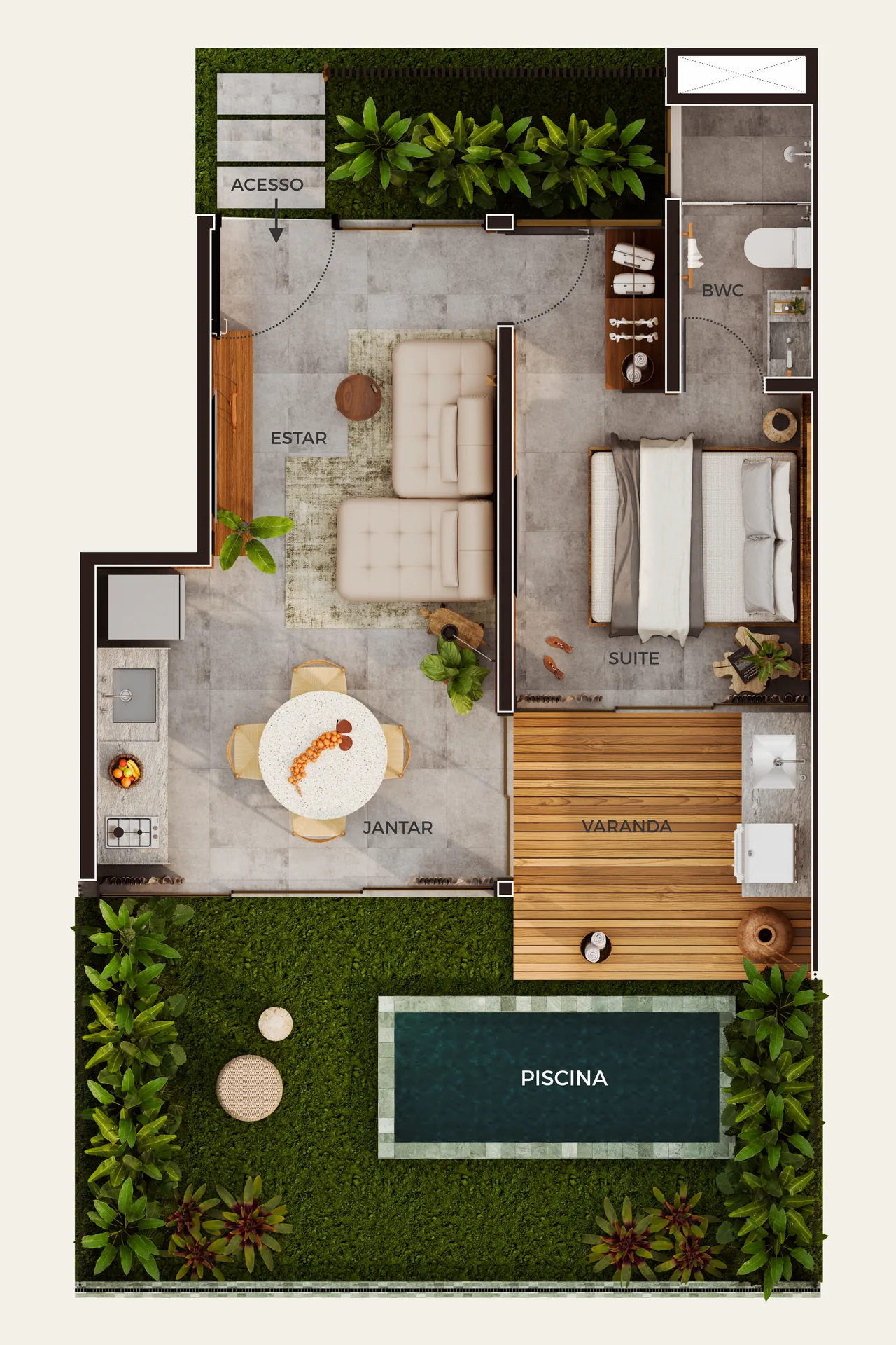 Planta humanizada — Térreo — Tipologia 01