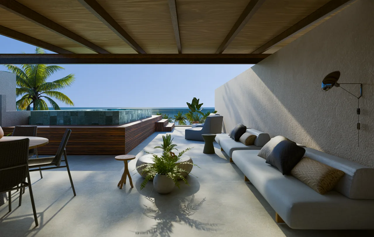 Perspectiva do rooftop da tipologia 3